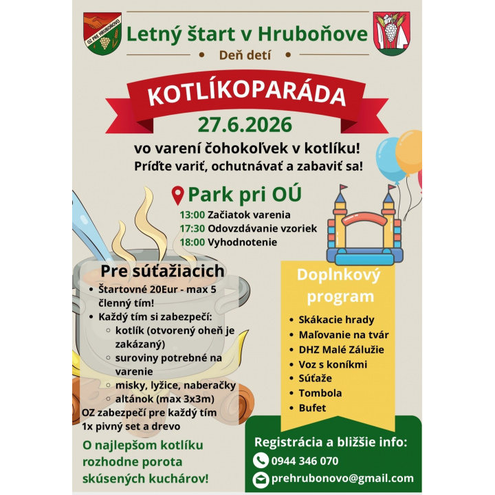 Deň detí a Kotlíková paráda sa uskutoční dňa 27.06.2026