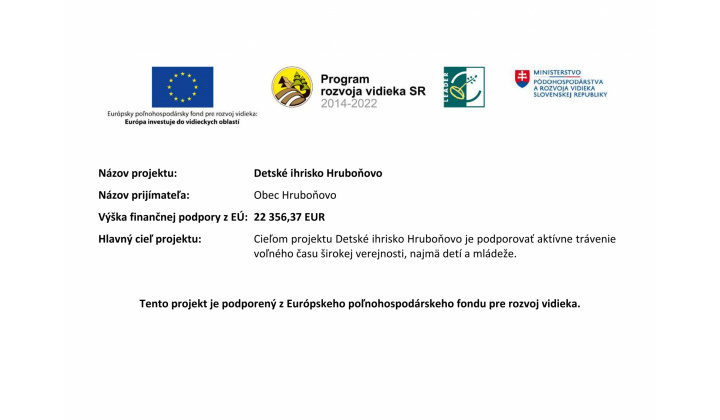 Projekt ’’ Detské ihrisko Hruboňovo’’ - časť Suľany