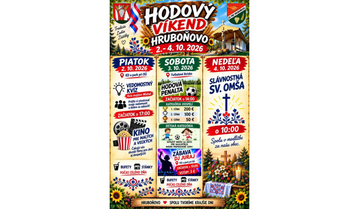Hodový víkend v Hruboňove 2-4.10.2026