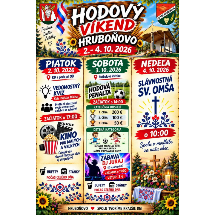 Hodový víkend v Hruboňove 2-4.10.2026
