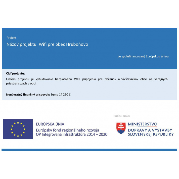 Projekt ’’Wifi pre obec Hruboňovo’’