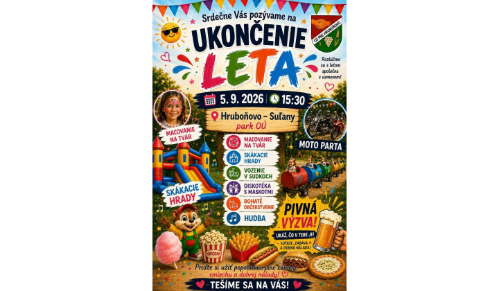 Ukončenie leta Hruboňovo dňa 05.09.2026 od 15:30 pri obecnom úrade