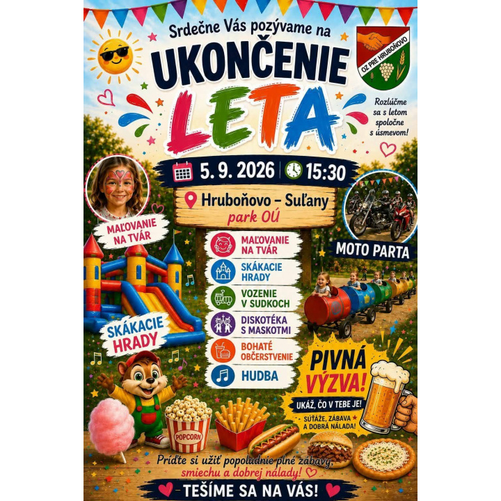 Ukončenie leta Hruboňovo dňa 05.09.2026 od 15:30 pri obecnom úrade