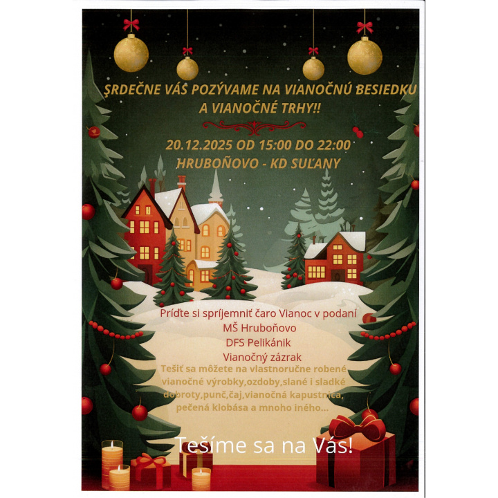 Vianočné trhy v obci Hruboňovo dňa 20.12.2025 (sobota)