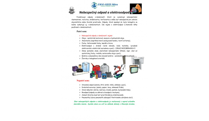 Zber nebezpečného odpadu a elektroodpadu